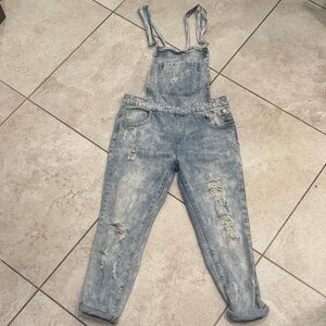 Forever 21 Faded Blue Denim Overalls